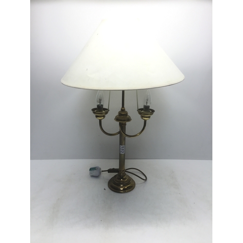 257 - Brass lamp with double lights and Corinthian column