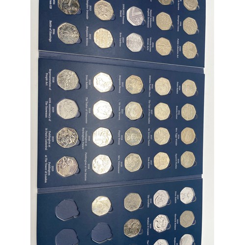 858 - 50p coin collector album (incomplete no Kew gardens please study the photos graphs clearly so you ca... 