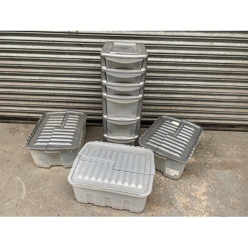 272 - Selection of storage boxes and tower storage unit.