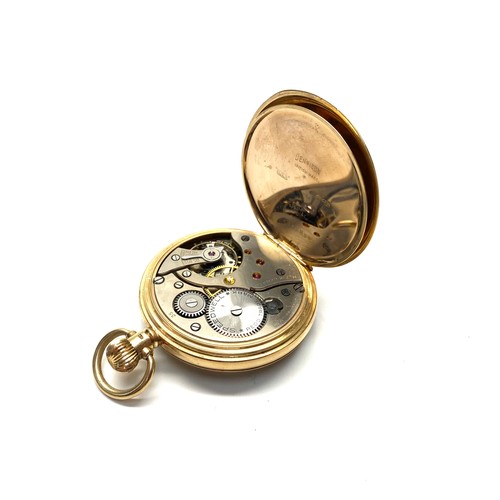 870 - 9ct gold Dennison open face pocket watch. Swiss made movement with gold hallmarks for Birmingham 194... 