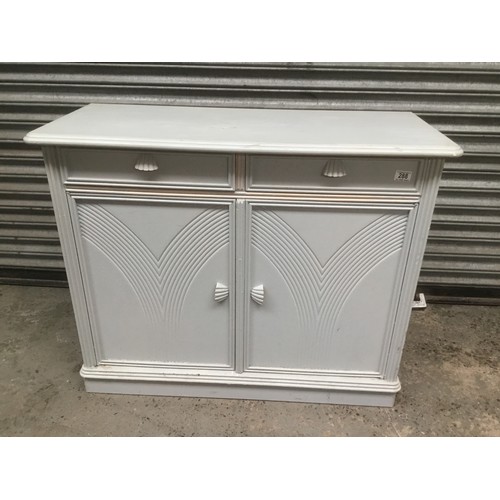 288 - Blue painted cupboard with two drawers 104cm x 43cm