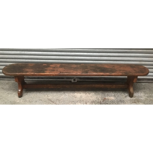 291 - Large hardwood bench 204x35cm (probably railway station/church heavy wood).