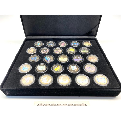 894 - The Morgan Mint 2003 Hologram statehood Quarter Dollars, 25 coins in a black presentation case with ... 