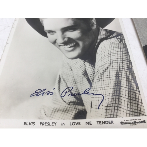 827 - Elvis a celebration book and a signed photo and postcard