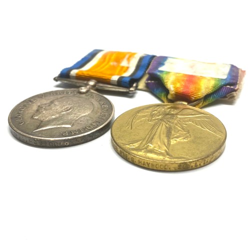 928 - WW1 British War Medal and The Allied Victory Medal awarded to: 37933 Pte George Haywood. 1st Battali... 