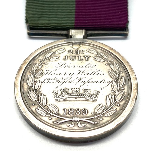 966 - Ghuznee Medal 1839, 23 July, awarded to: Private Henry Wallace 13th Light Infantry. (This was the se... 