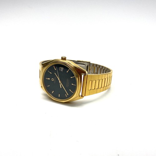 900 - Omega Seamaster watch. 196.0125 Gold plated stainless steel strap and matt black dial. Circa 1987 wi... 