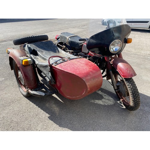 1149 - Vintage Dnepr motorcycle and sidecar made in UKarine (pre-World War II German BMW motorcycle R71 cop...