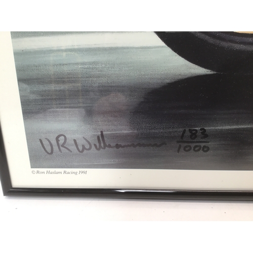 708 - Ron Haslam picture of his first victory at Brands Hatch in 1991 on the JPS Norton limited edition nu... 