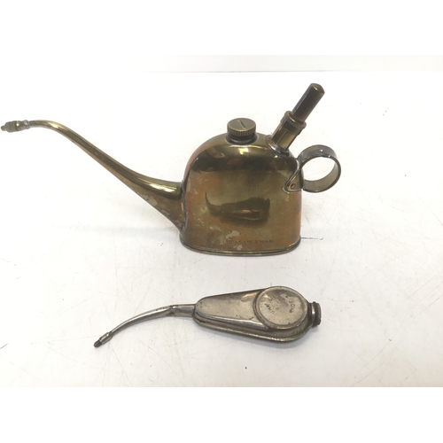 730 - Two vintage British oilers including a Lucas No. 40 oiler in brass