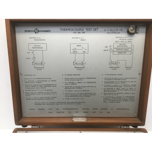 1104 - Pte scientific instruments thermocouple test set in a wooden case