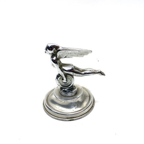 861 - Car mascot, Prouesse styled wheeled nymph (Possibly Rubray cars circa 1930/40s) 16cm tall.
