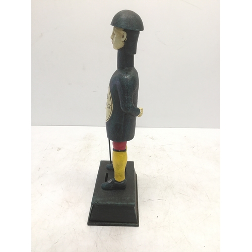 1128 - Guinness cast iron money box figure Good for him Good for you since 1759 35cm tall