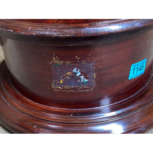 1146 - vintage hmv gramophone with brass horn.