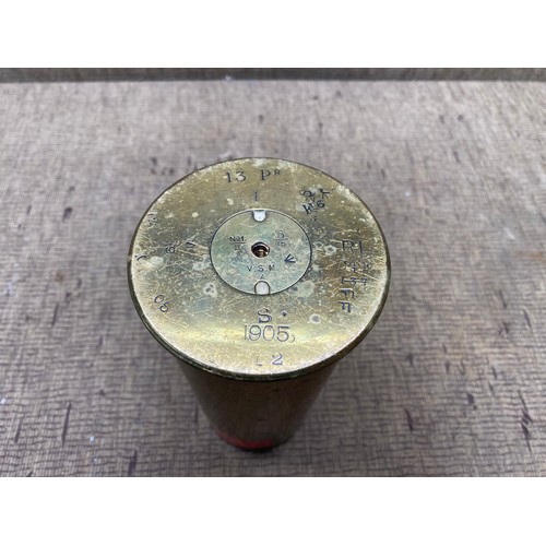 830D - Brass case German 1905 artillery shell.