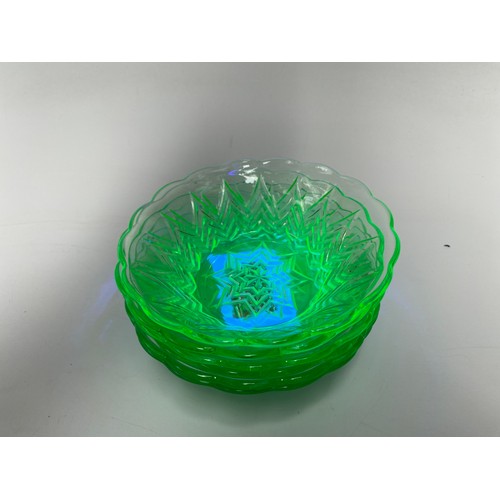 831C - Set of six uranium glass bowls.