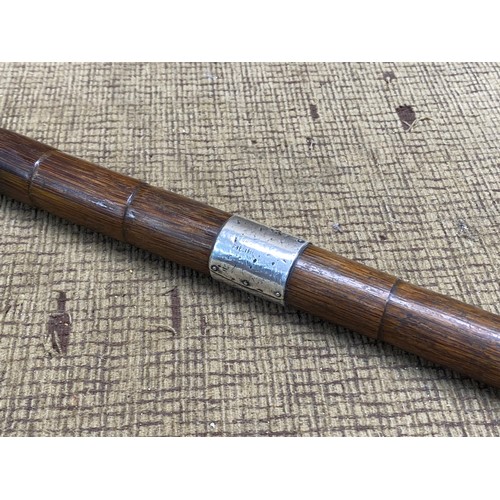 936 - Walking stick with a silver collar, hallmarks for Birmingham 1914 by J Howell and co , Old street Lo... 