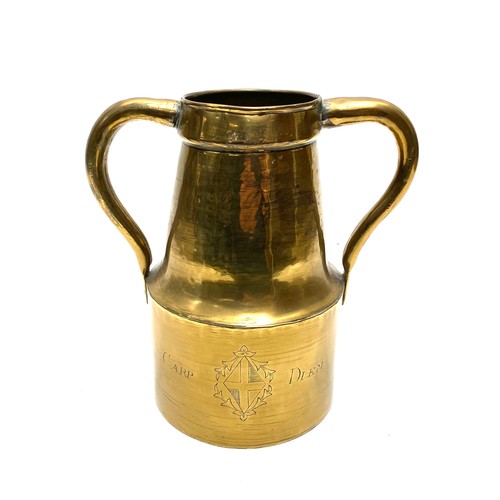 931 - Early Double handled brass milk churn, inscribed with 