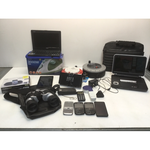 292 - Mixed electrical items including Asus laptop, portable DVD player and a selection of mobile phones