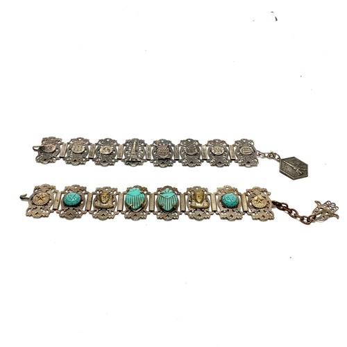 834D - Algerian silver filigree Egyptian revival bracelet and a Paris visitors bracelet.