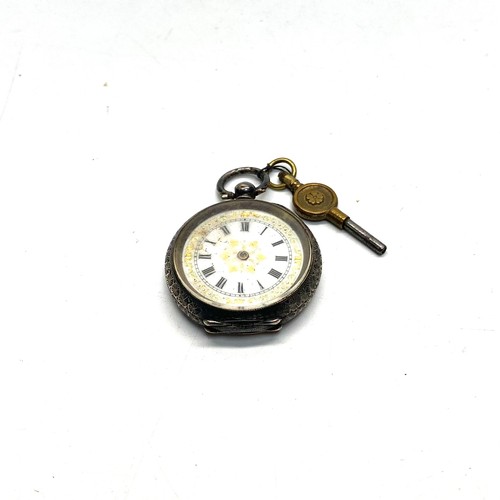 949 - 935 Swiss Solid Silver Ladies Pocket Fob Watch Jewelled & Gilded Detail. (untested).