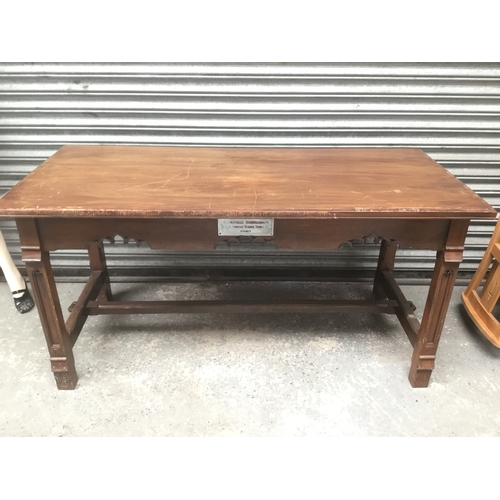 523 - Large arts and crafts table came from a chapel originally from Bourneville schoolroom 1940 162cm x 6... 