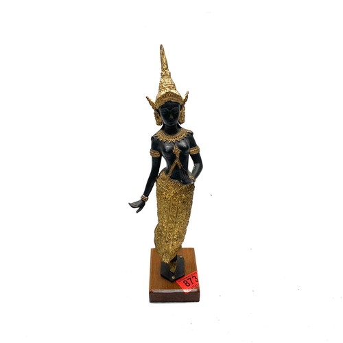 873 - Thailand gold and black Buddhist statue of a female deity 33cm