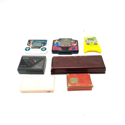 906 - Vintage electronic items including: Fourway game, The Terminator, Mighty Morphin Power Rangers.