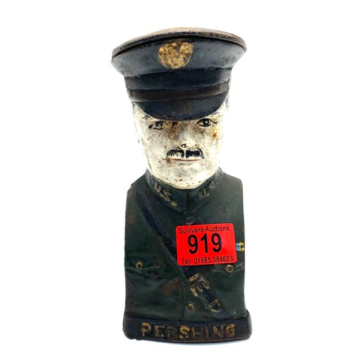 919 - General John J Perishing CGB Cast iron money box.