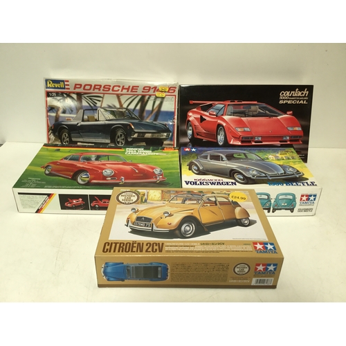 1158 - Five model kits by Revell, Fujimi and Tamiya