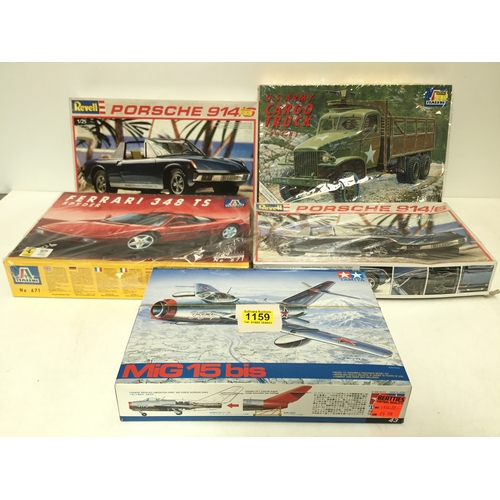 1159 - Five model kits by Revell, Italeri and Tamiya