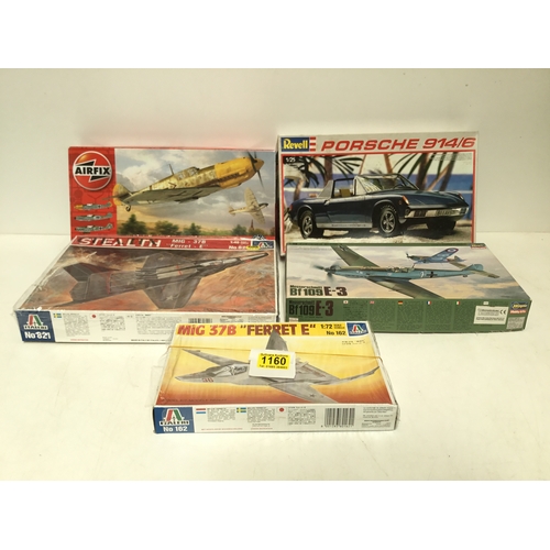 1160 - Five model kits by Italeri, AirFix, Hasegawa and Revell