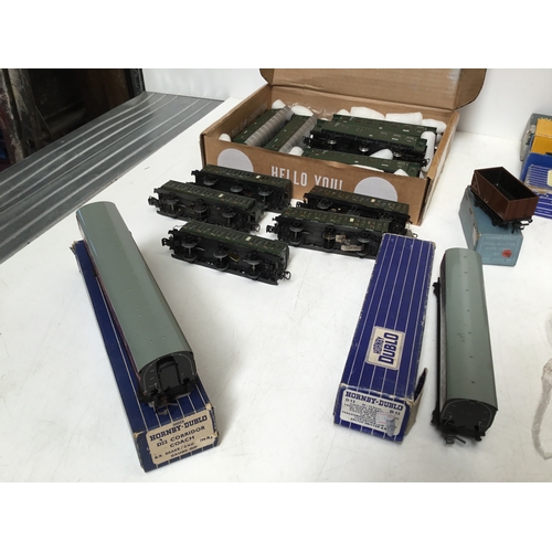 1168 - A selection of trains and carriages including Hornby Dublo Duchess of Montrose and Bristol Castle ED... 