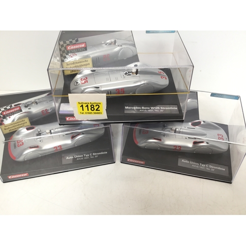 1187 - Three Carrera model cars including Auto Union Type C Stromlinie AVUS 1937 no. 33 and Mercedes Benz W... 