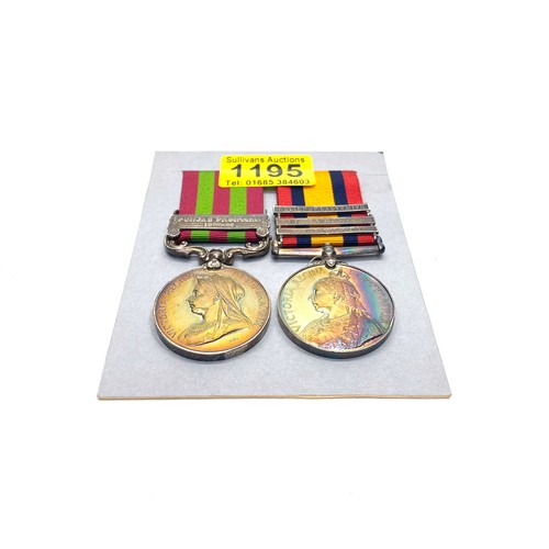 1195 - The India General Service Medal 1895, with Punjab Frontier (1897-98) clasp and Queens South Africa M...