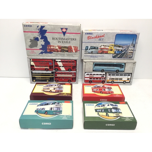 1323 - Boxed Corgi vehicles including buses and coaches
