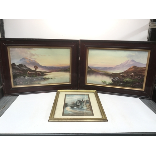 1330 - Two original paintings by B Ward and an original painting by E Q B Evans