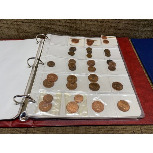1065 - Large quantity of coins (Two Folders) including half silver and a coin collectors box full of mixed ... 