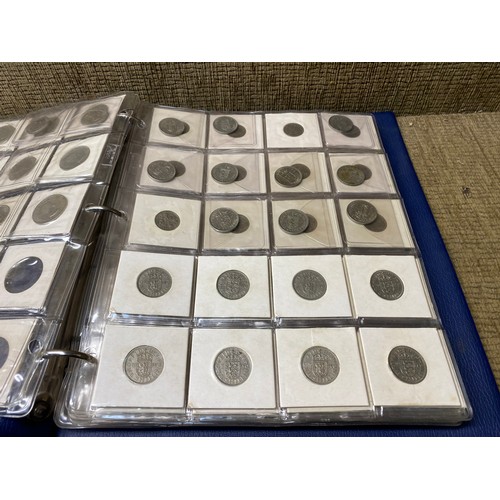 1065 - Large quantity of coins (Two Folders) including half silver and a coin collectors box full of mixed ... 