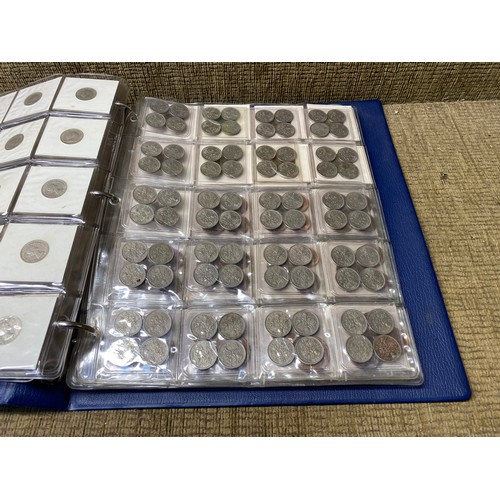 1065 - Large quantity of coins (Two Folders) including half silver and a coin collectors box full of mixed ... 