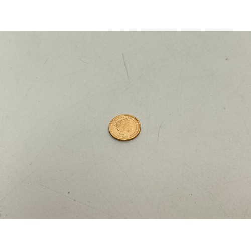 1066 - Hattons 22ct Gold Queen Elizabeth II George & The Dragon Quarter Sovereign Coin 2021 2g