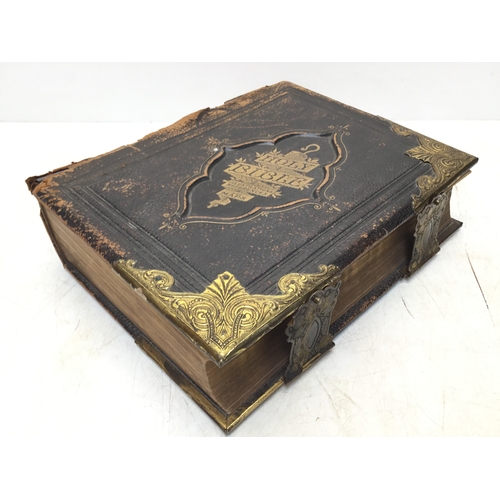 924 - Antique brass bound family bible
