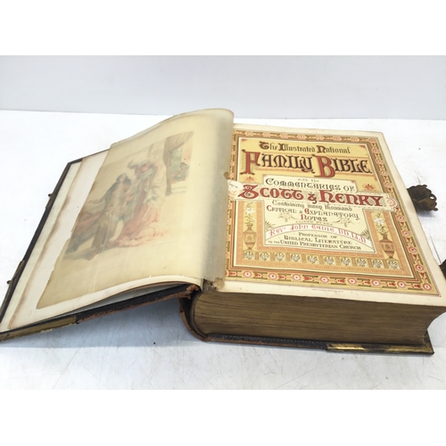 924 - Antique brass bound family bible