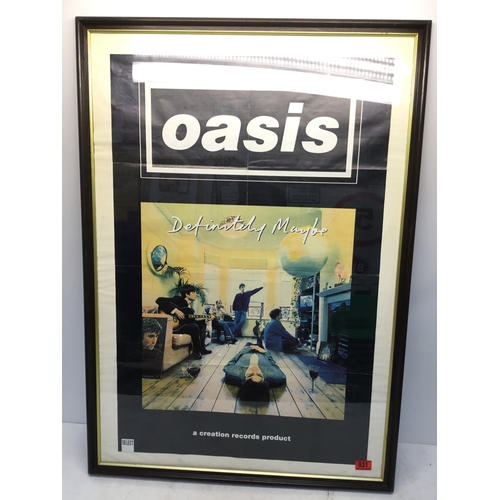 931 - Oasis original Definitely Maybe framed poster 105cm x 64cm