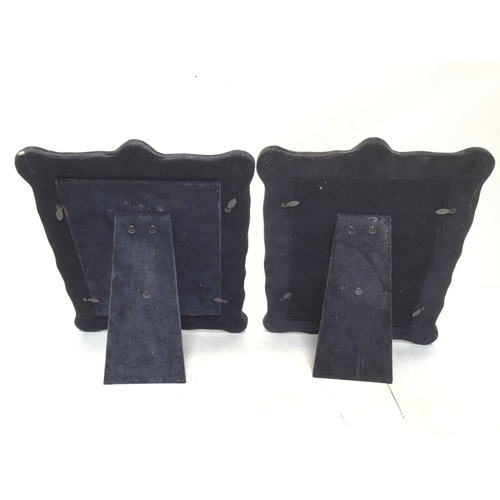 947 - A pair of silver plated antique style easel picture frames 33cm x 25cm