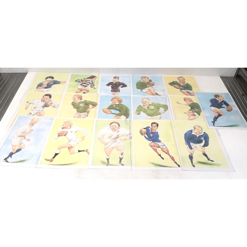 955 - A collection of John Ireland rugby caricature prints 30 in total (2 photos)