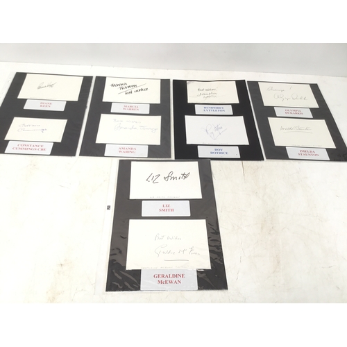 956 - A collection of 10 autographs mainly actors including jazz musician Humphrey Lyttleton