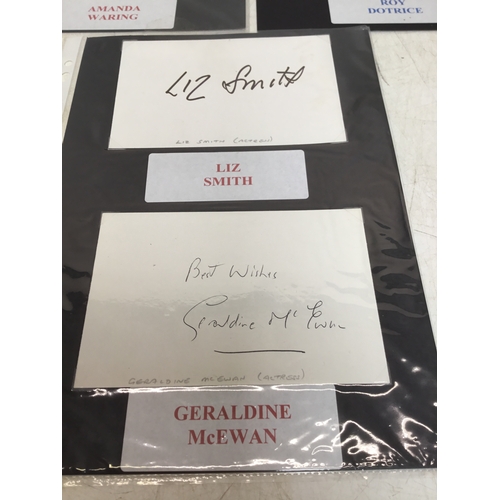 956 - A collection of 10 autographs mainly actors including jazz musician Humphrey Lyttleton