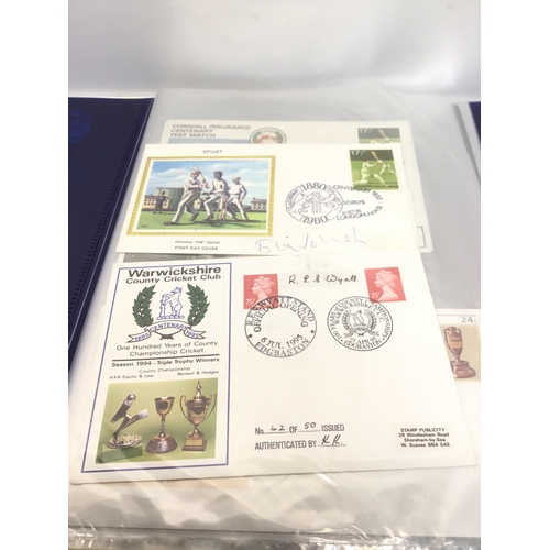 963 - Cricket memorabilia including stamps, first day covers and some autographs