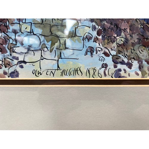 1389A - Llandaff Cathedral framed water colour painting by Welsh artist Olwen Hughes 1986